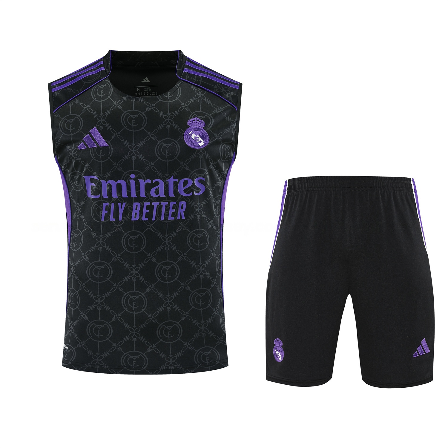 Real Madrid 25-26 Vest Training Set - Blue Edge Black Vest & Black Shorts - Unitedfutballjersey