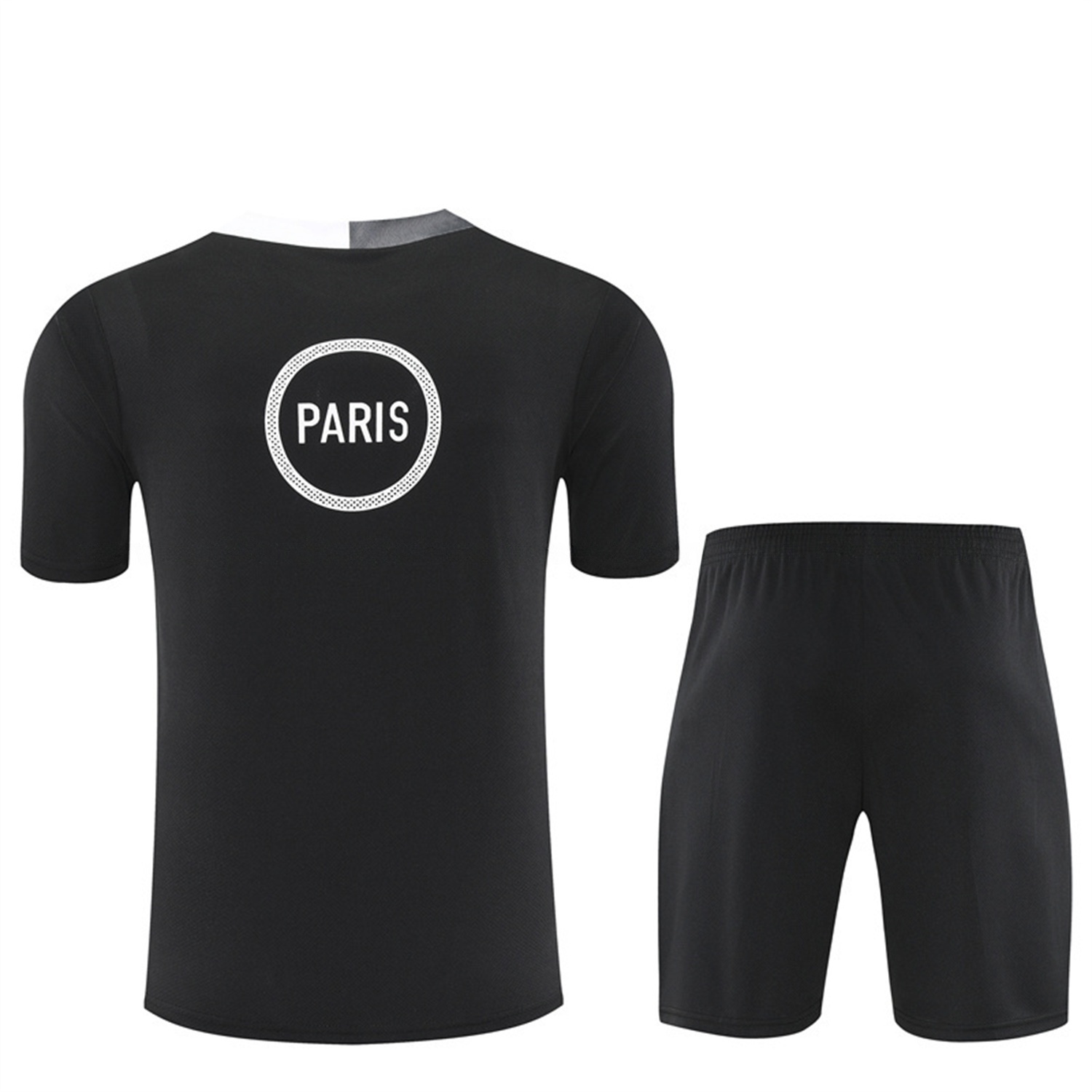 Paris Saint-Germain PSG 25-26 Kids Short-Sleeve Training Set - White Edge Black Top & Black Shorts - Unitedfutballjersey