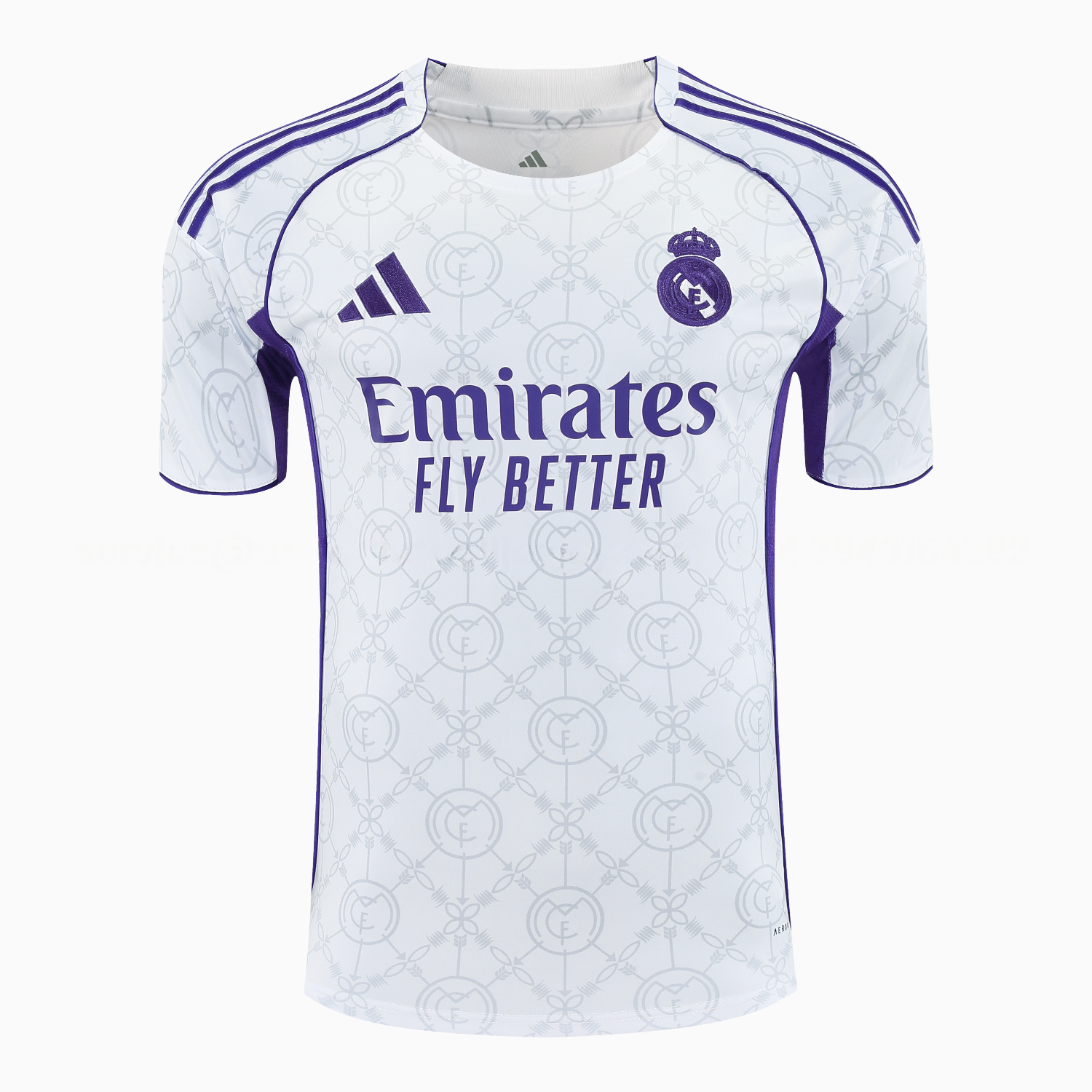 Real Madrid 25-26 Short-Sleeve Training Set - Blue Edge White Top & Black Shorts - Unitedfutballjersey