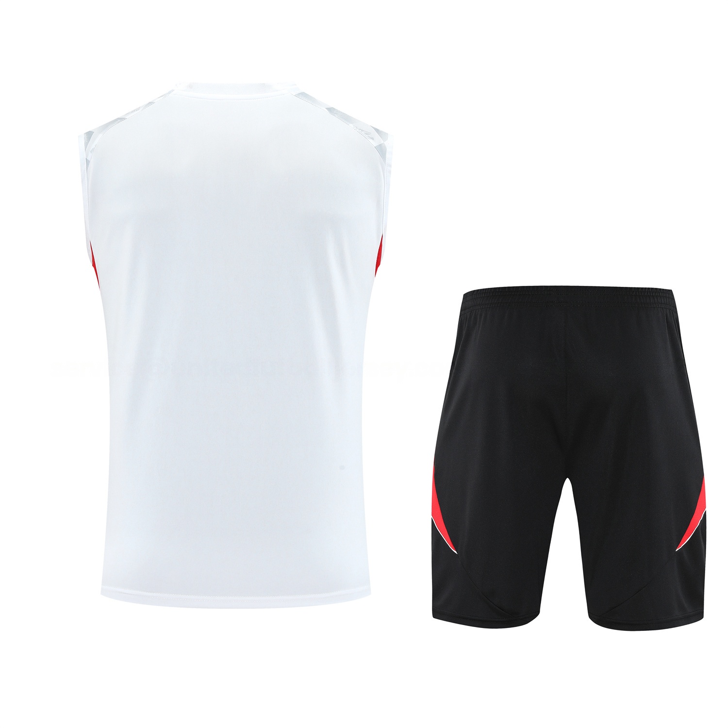 Manchester United 25-26 Vest Training Set - Red Edge White Vest & Black Shorts - Unitedfutballjersey