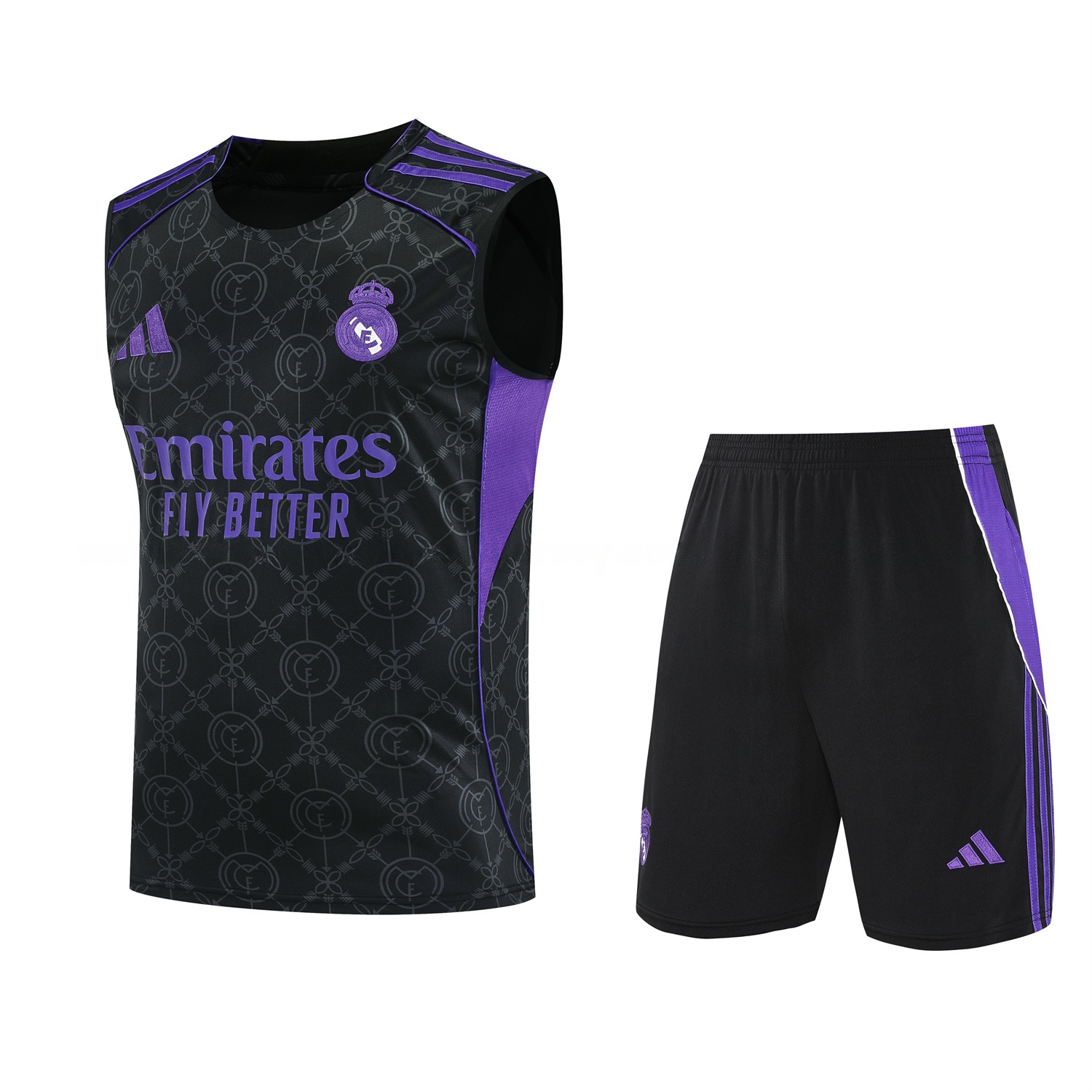 Real Madrid 25-26 Vest Training Set - Blue Edge Black Vest & Black Shorts - Unitedfutballjersey