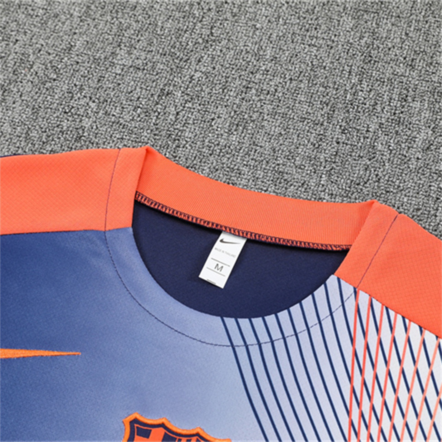 Barcelona 25-26 Kids Short-Sleeve Training Set - Red Blue Line Top & Blue Shorts - Unitedfutballjersey