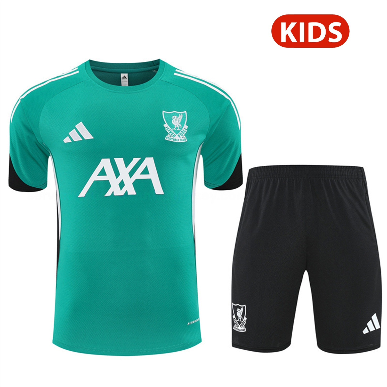 Arsenal 25-26 Kids Short-Sleeve Training Set - Green Top & Black Shorts - Unitedfutballjersey