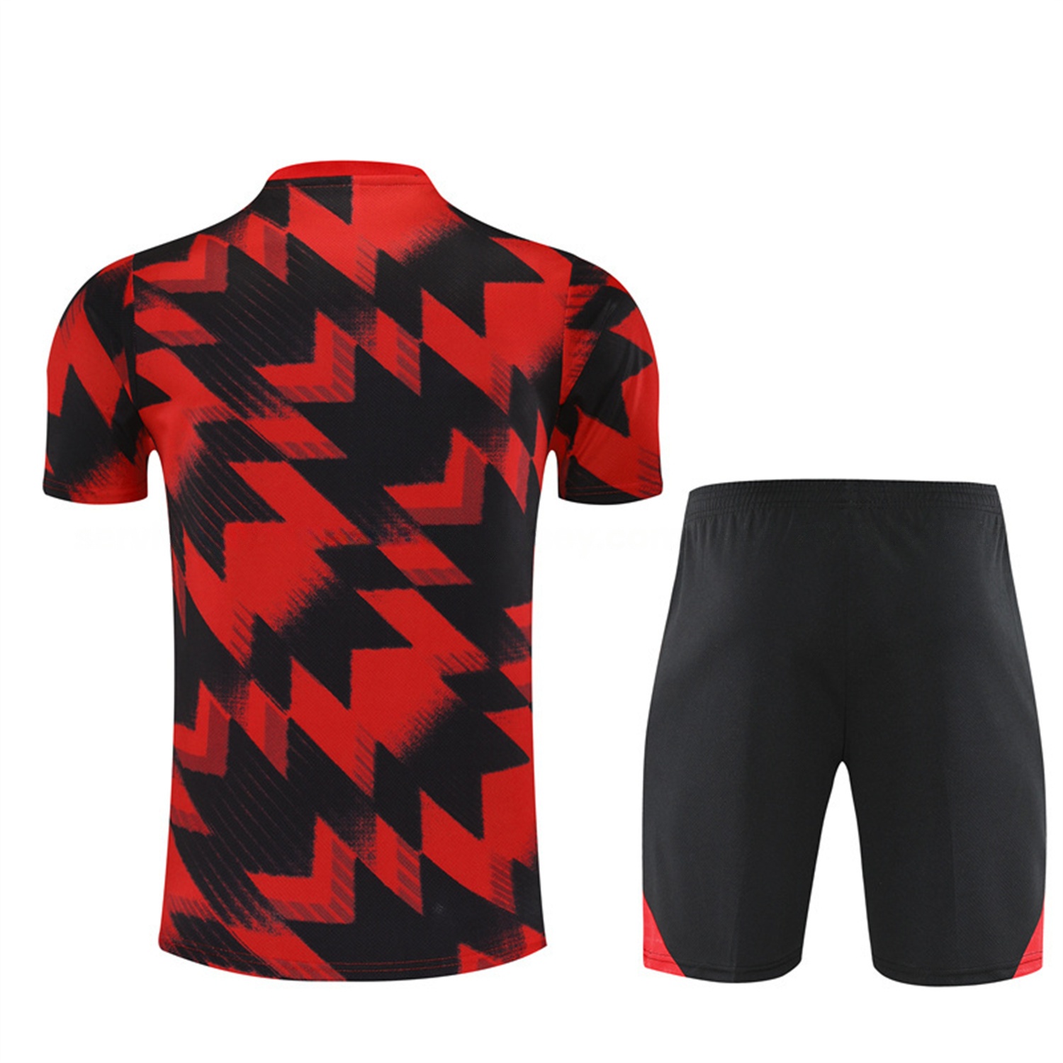 Manchester United 25-26 Short-Sleeve Training Set - Red Camouflage Top & Black Shorts - Unitedfutballjersey