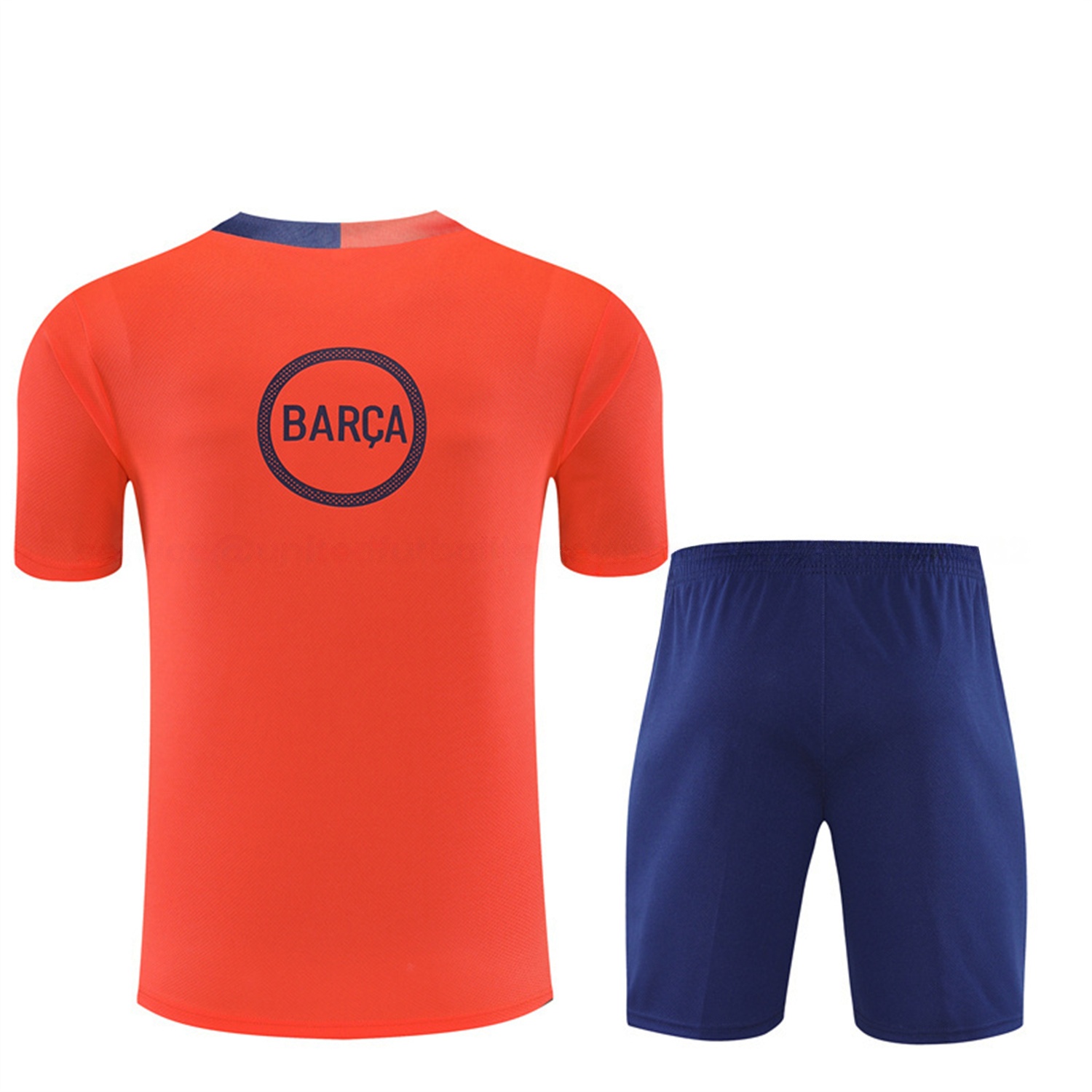 Barcelona 25-26 Kids Short-Sleeve Training Set - Orange Top Royal Blue Sponsor & Royal Blue Shorts - Unitedfutballjersey