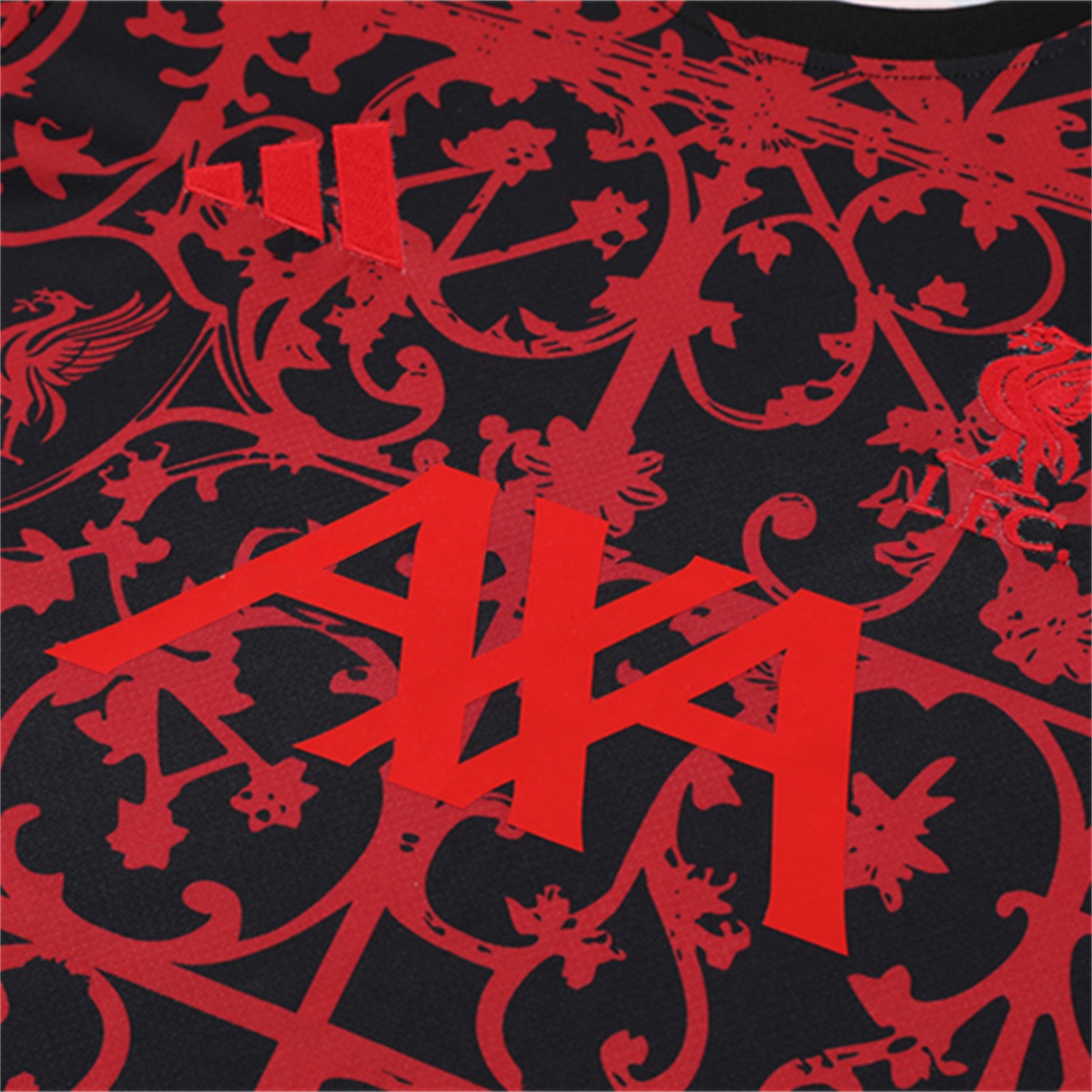 Liver.pool 25-26 Kids Short-Sleeve Training Set - Red Camouflage Top & Black Shorts - Unitedfutballjersey