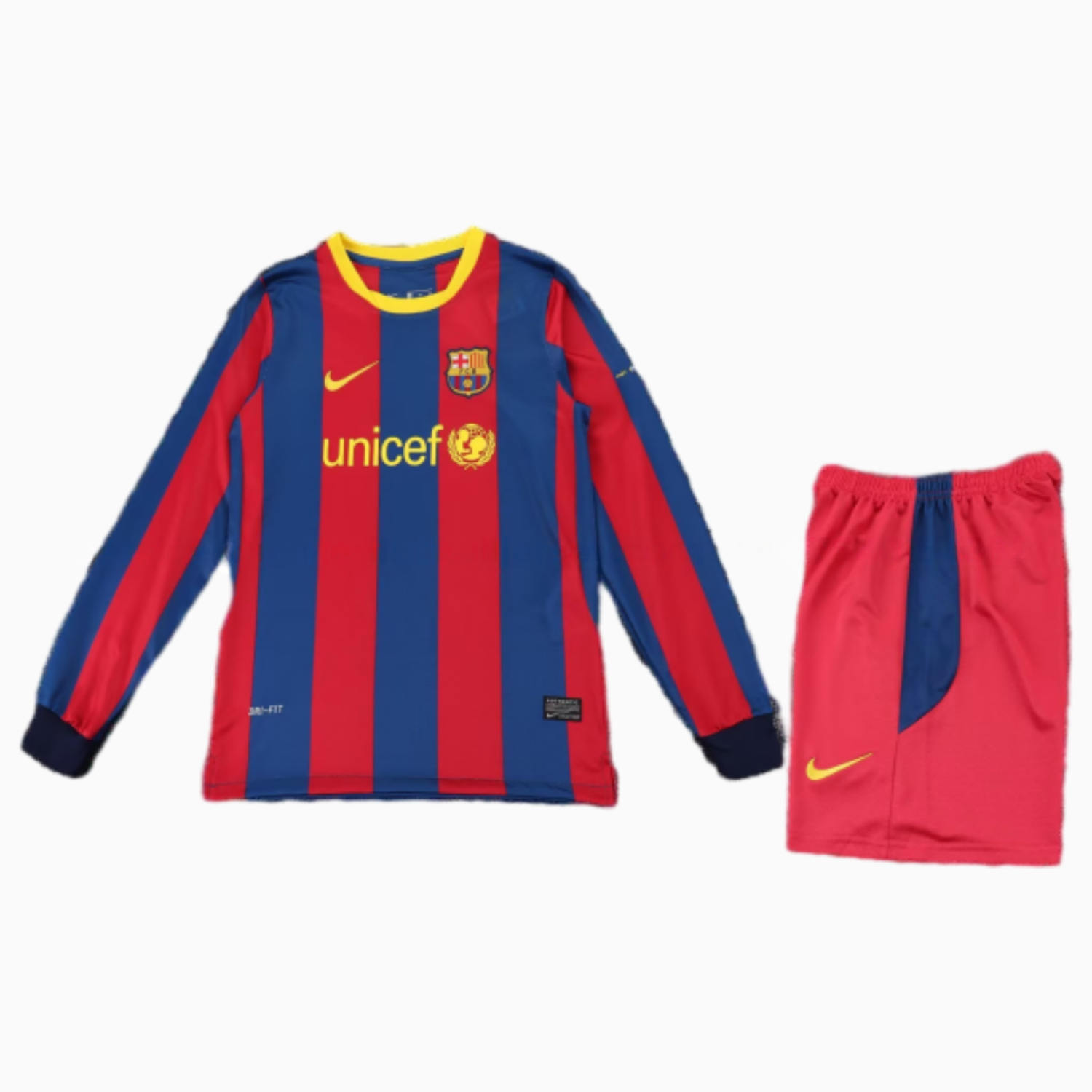 Retro Barcelona 2010-11 Home Long Sleeves Kids Kit - Unitedfutballjersey
