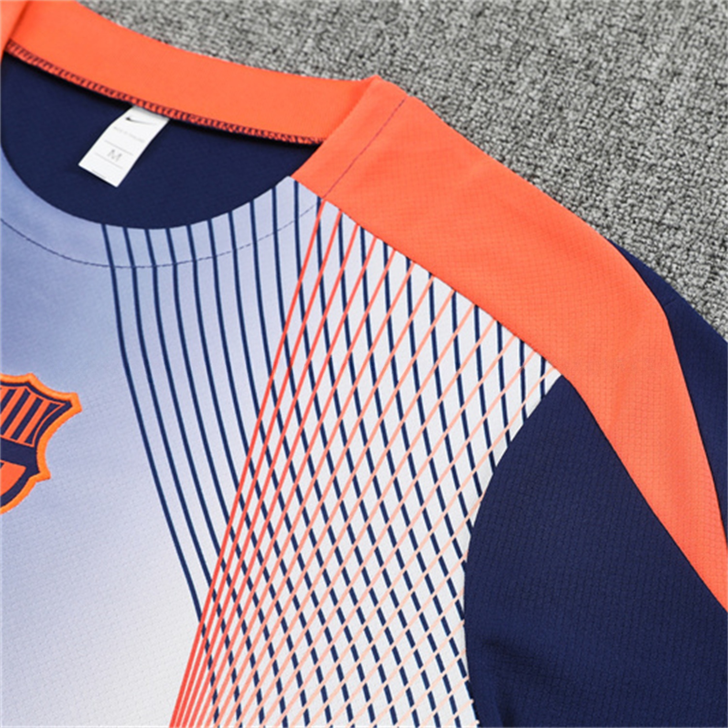 Barcelona 25-26 Kids Short-Sleeve Training Set - Red Blue Line Top & Blue Shorts - Unitedfutballjersey