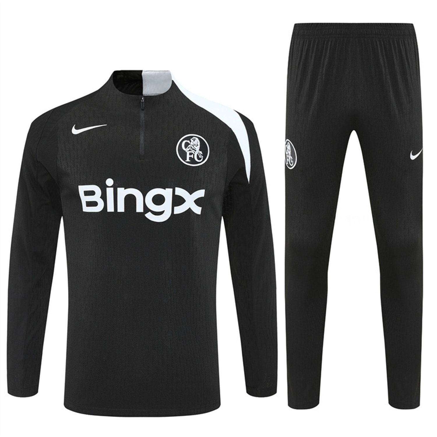 C.H.E.L.S.E.A 25-26 Kids Long Sleeve Training Set - Player Version - Black Top and Black Pants - Unitedfutballjersey