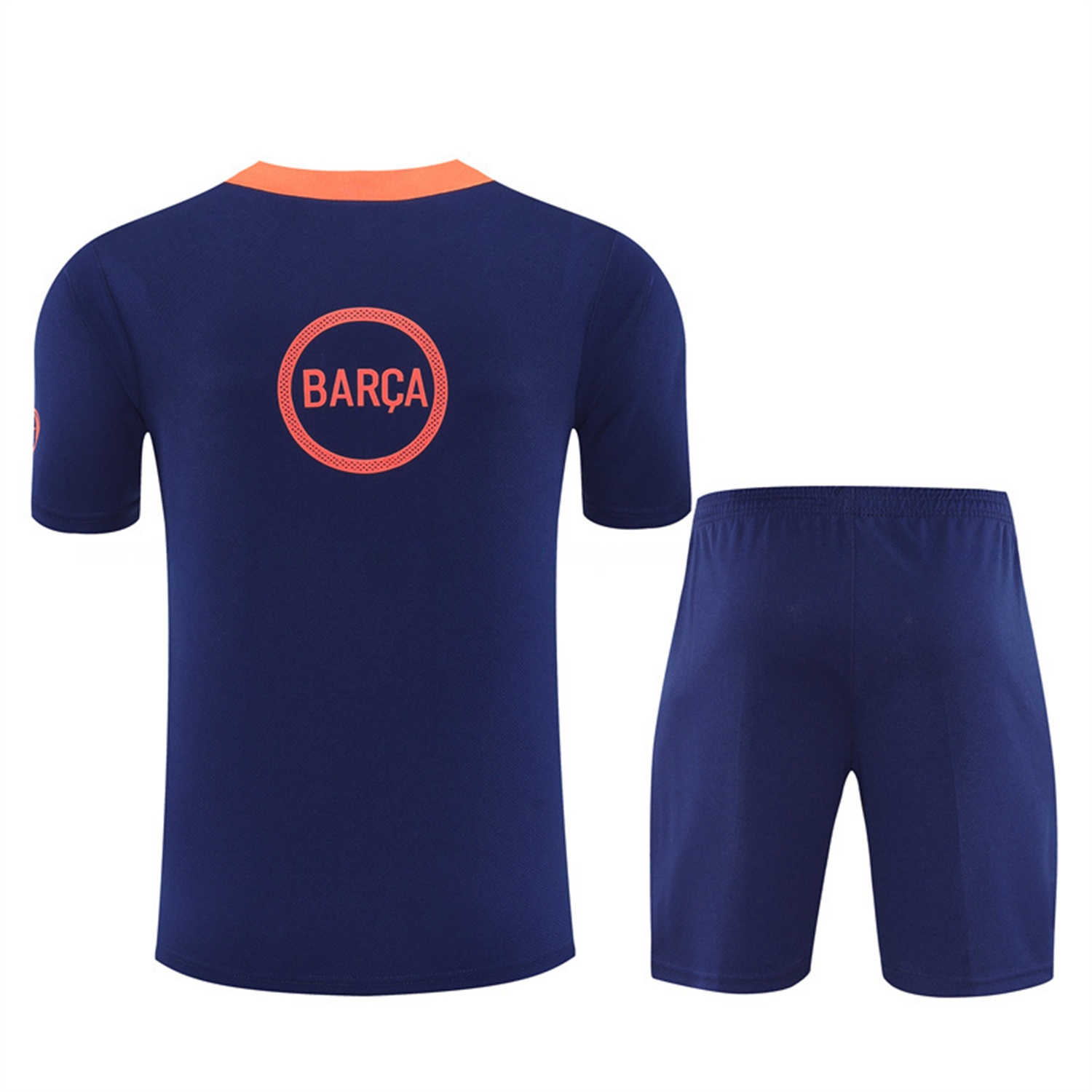Barcelona 25-26 Kids Short-Sleeve Training Set - Red Blue Line Top & Blue Shorts - Unitedfutballjersey