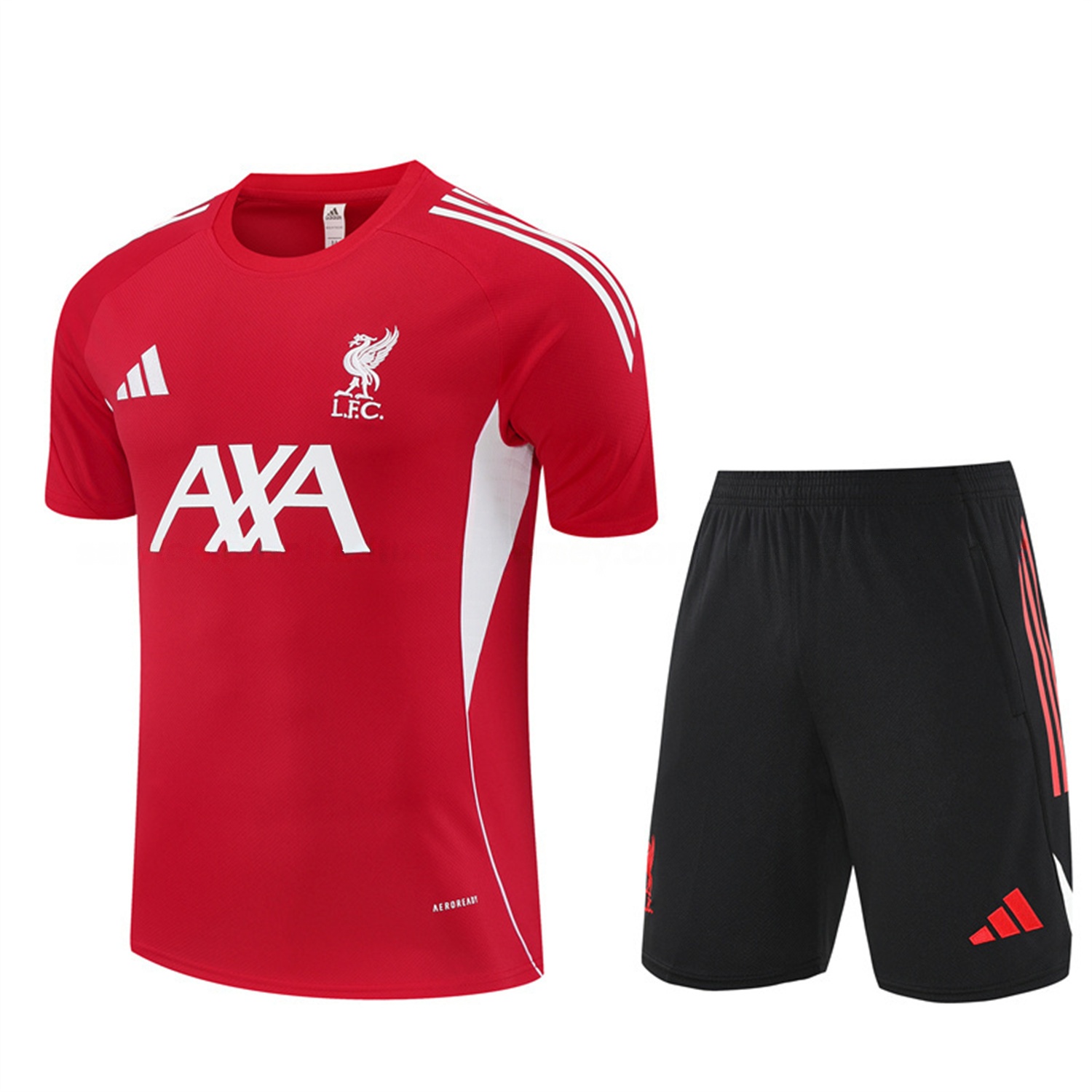 Liver.pool 25-26 Short-Sleeve Training Set - Red Top & Black Shorts - Unitedfutballjersey