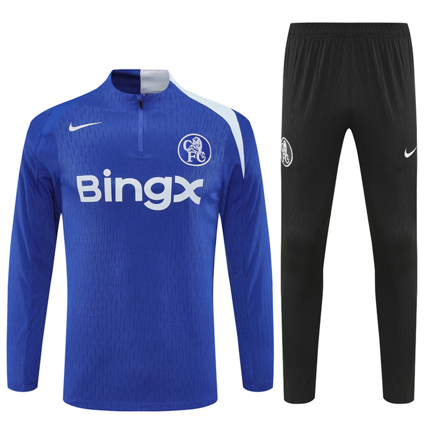 C.H.E.L.S.E.A 25-26 Kids Long Sleeve Training Set - Player Version - Blue Top and Black Pants - Unitedfutballjersey