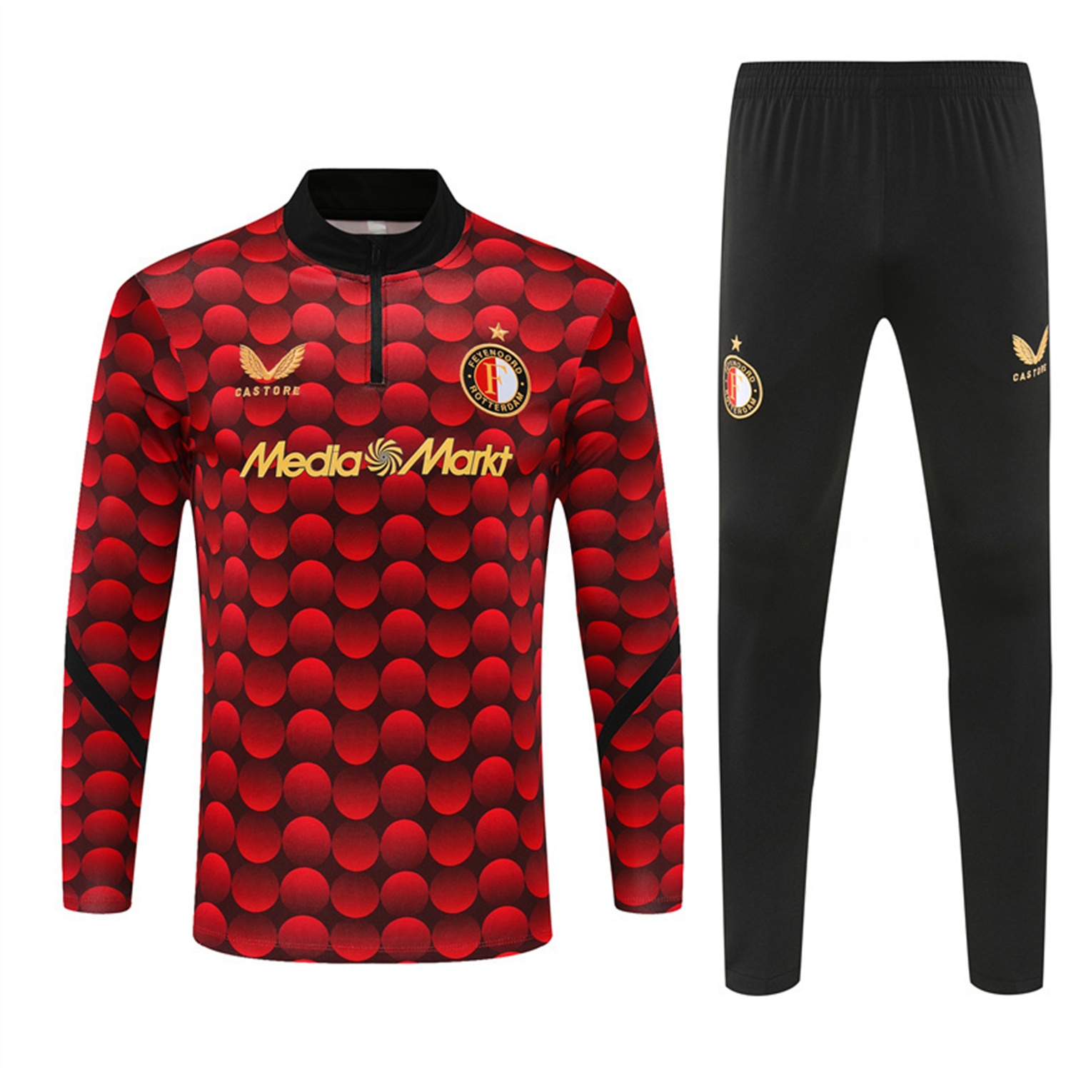 Feyenoord 25-26 Kids Long Sleeve Training Set - Red Top & Black Pants - Unitedfutballjersey