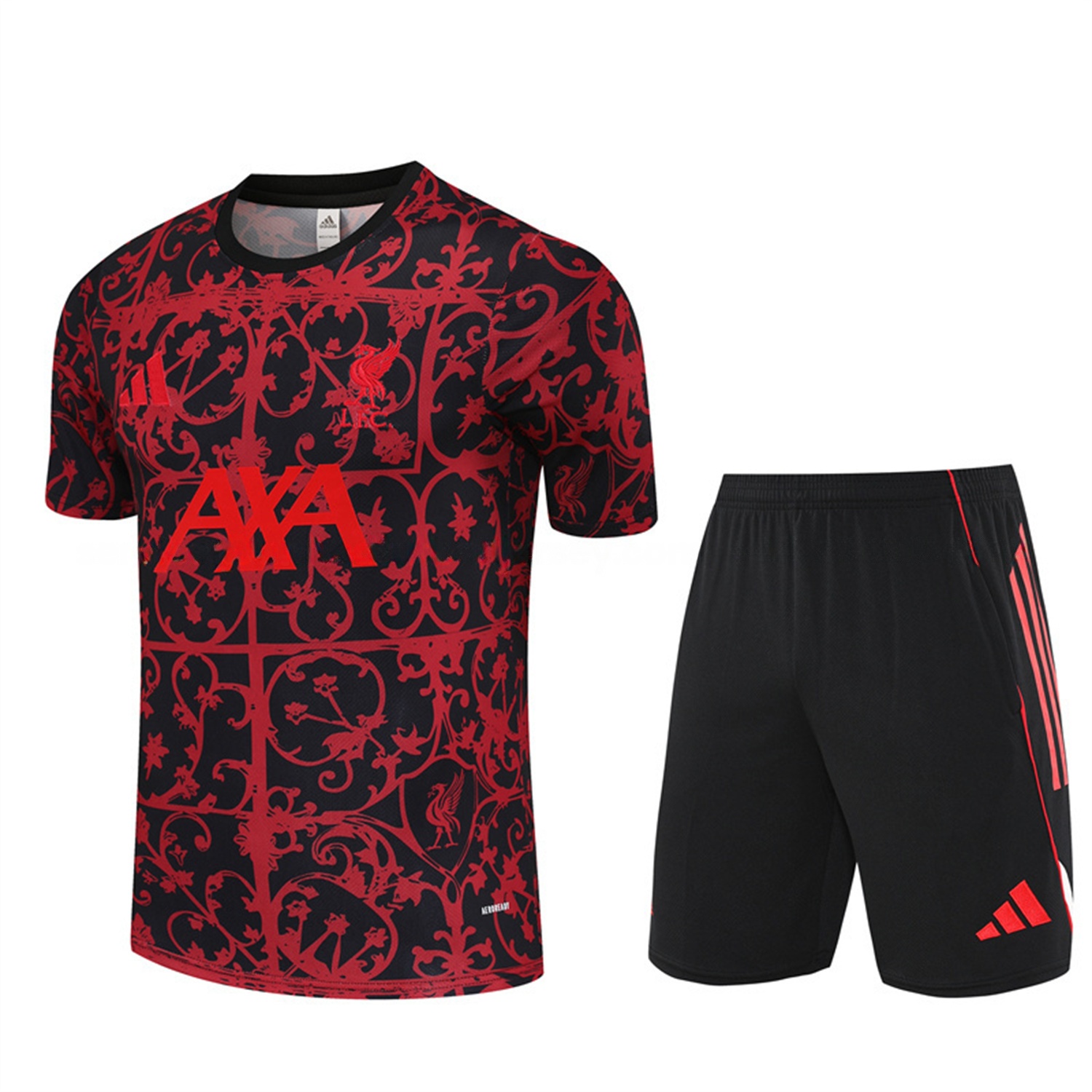 Liver.pool 25-26 Short-Sleeve Training Set - Red Camouflage Top & Black Shorts - Unitedfutballjersey