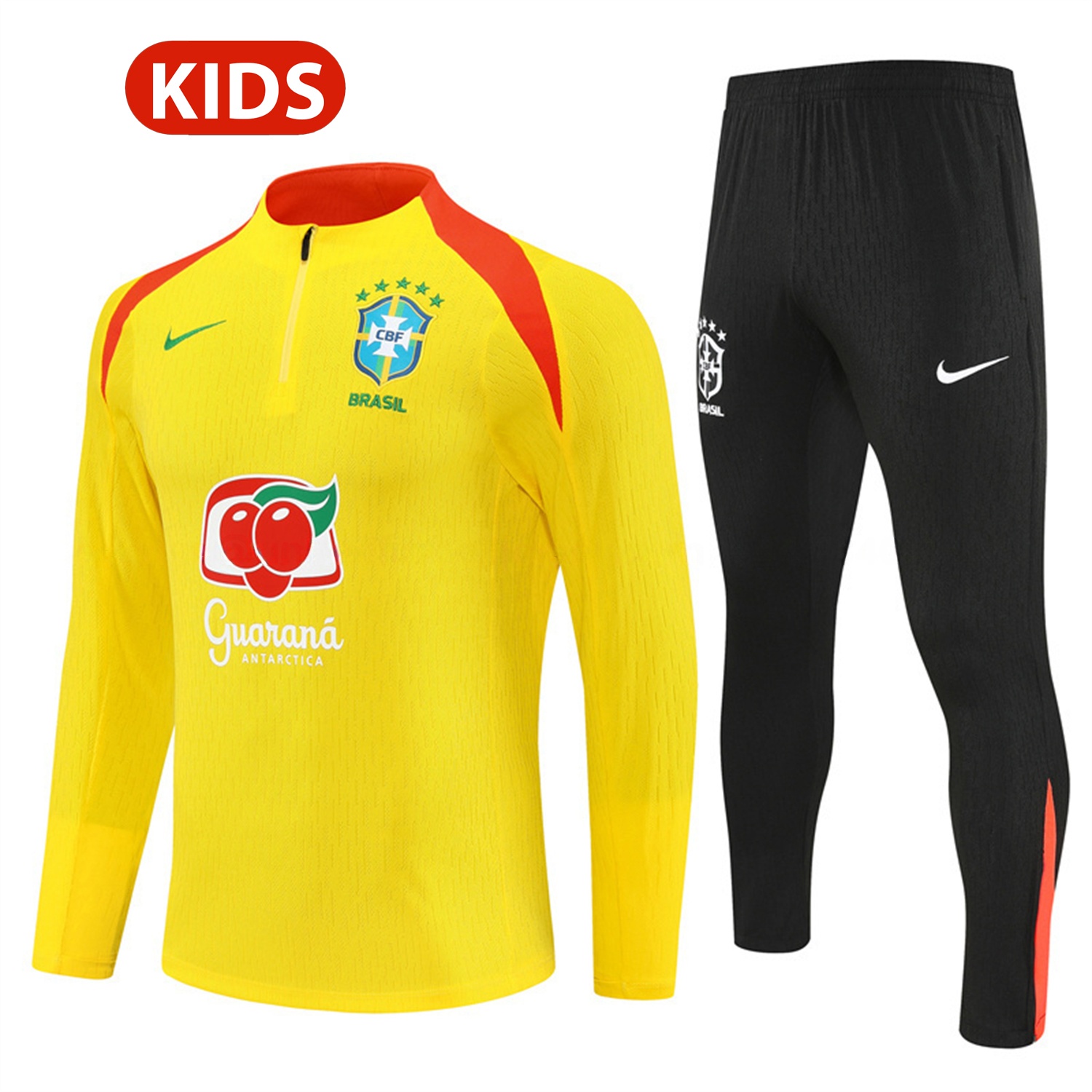 Brazil 25-26 Long Sleeve Training Set - Player Version - Yellow Top and Black Pants - Unitedfutballjersey