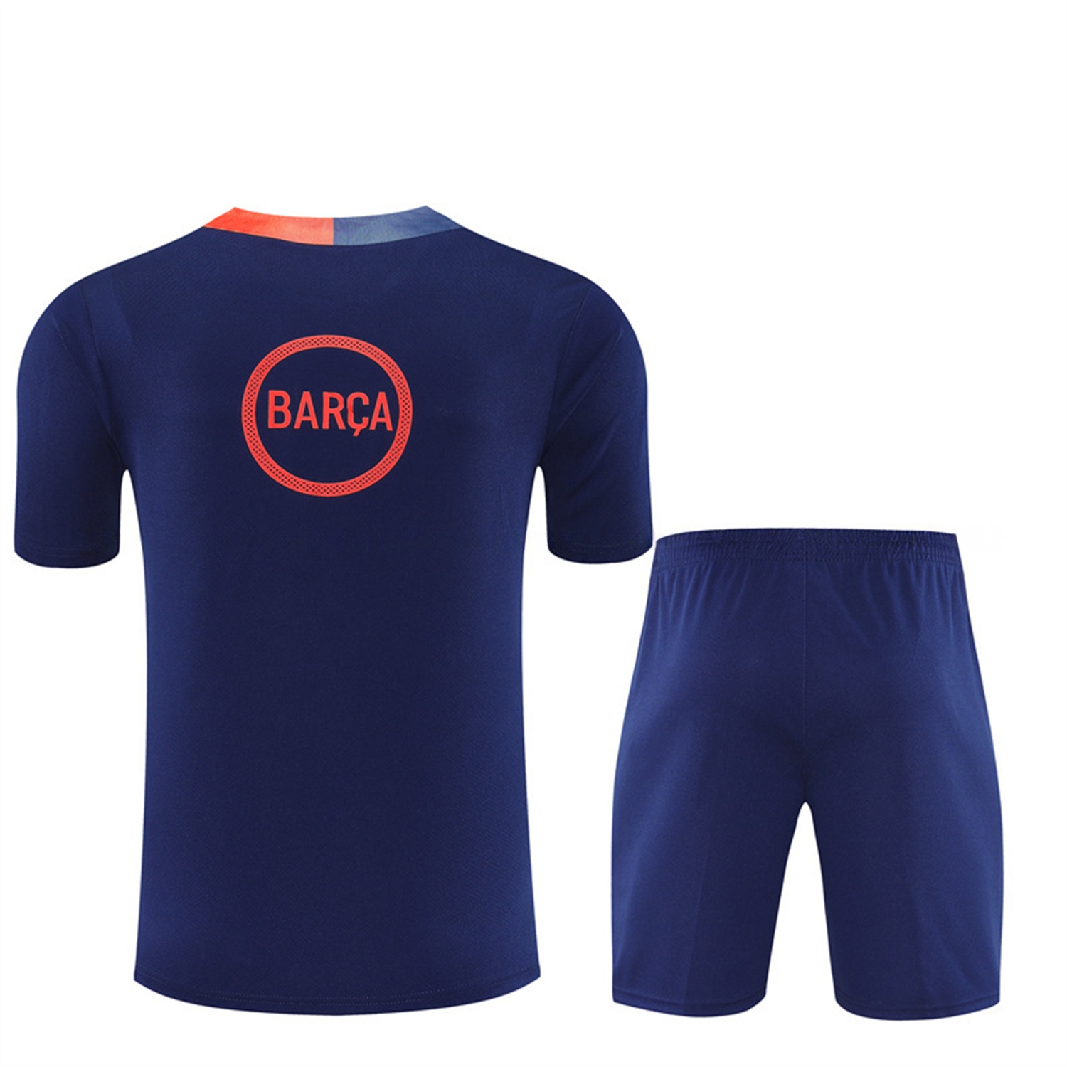 Barcelona 25-26 Short-Sleeve Training Set - Royal Blue Top Orange Sponsor & Royal Blue Shorts - Unitedfutballjersey