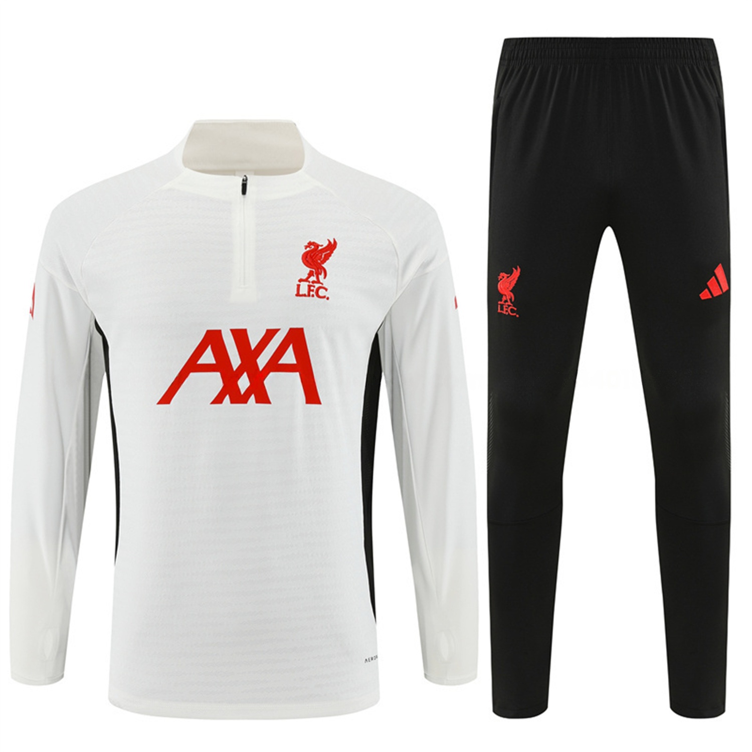 Liver.pool 25-26 Long Sleeve Training Set - Player Version - White Top & Black Pants - Unitedfutballjersey