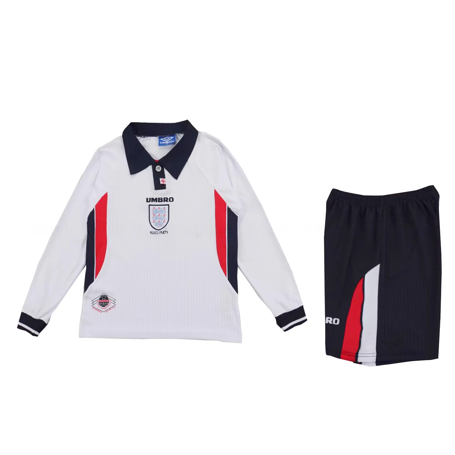 Retro England 1998 Home Long Sleeves Kids Kit - Unitedfutballjersey