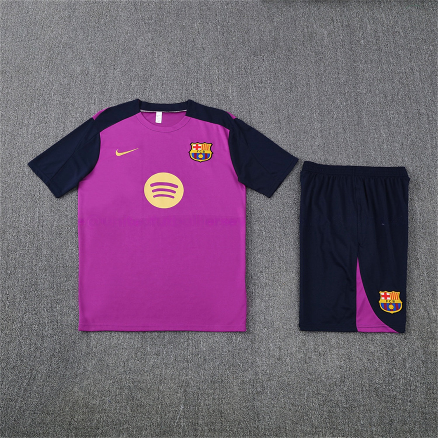 Barcelona 25-26 Short-Sleeve Training Set - Purple Top & Deep Blue Shorts - Unitedfutballjersey