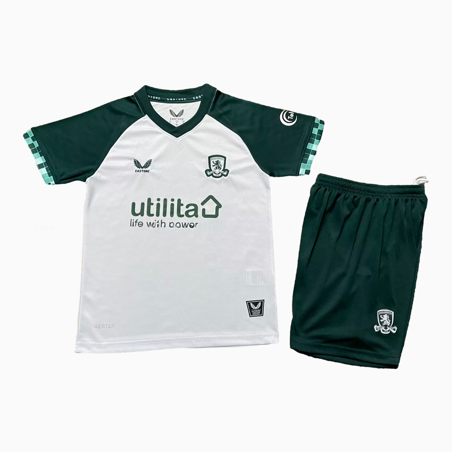 Middlesbrough 25-26 Third White And Green Kids Kit - Unitedfutballjersey