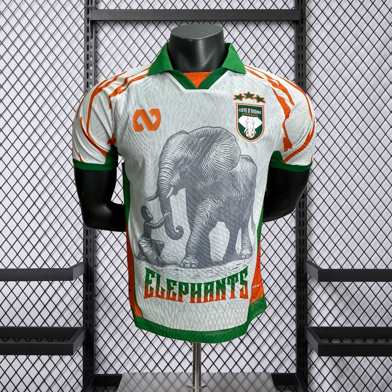 Ivory Coast 25-26 Elephant And Kid White Jersey - Player Version - Unitedfutballjersey