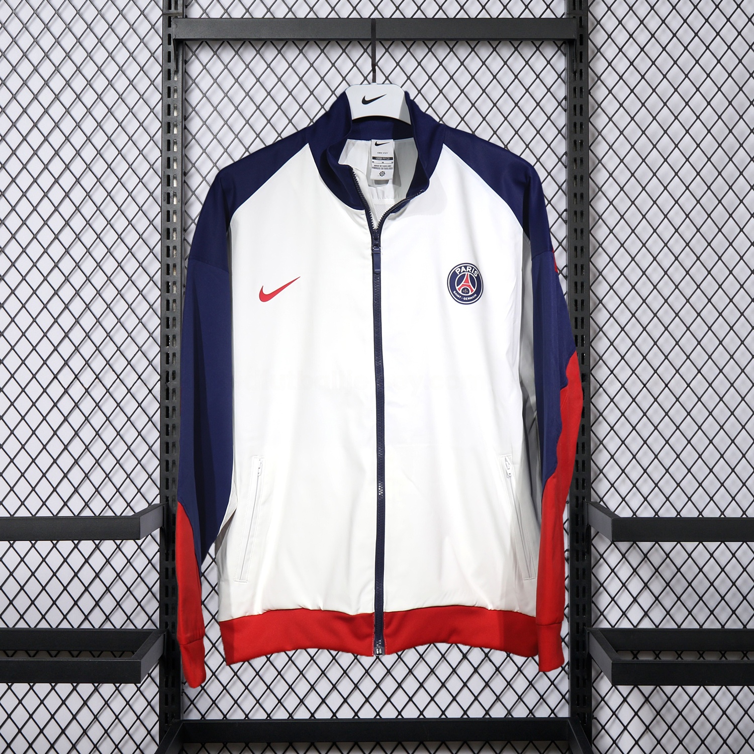 Paris Saint-Germain PSG 25-26 Throwback Windbreaker Jacket - White - Unitedfutballjersey