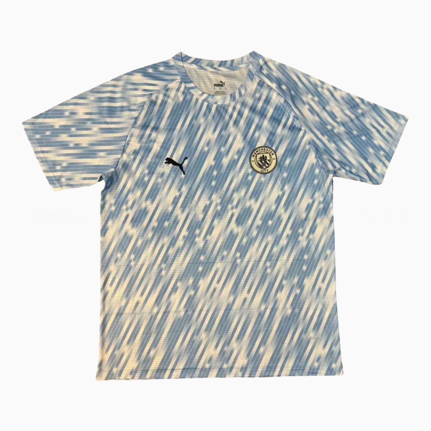 Manchester City 25-26 Blue And White Linear Gradient Pre-Match Training Jersey - Fans Version - Unitedfutballjersey