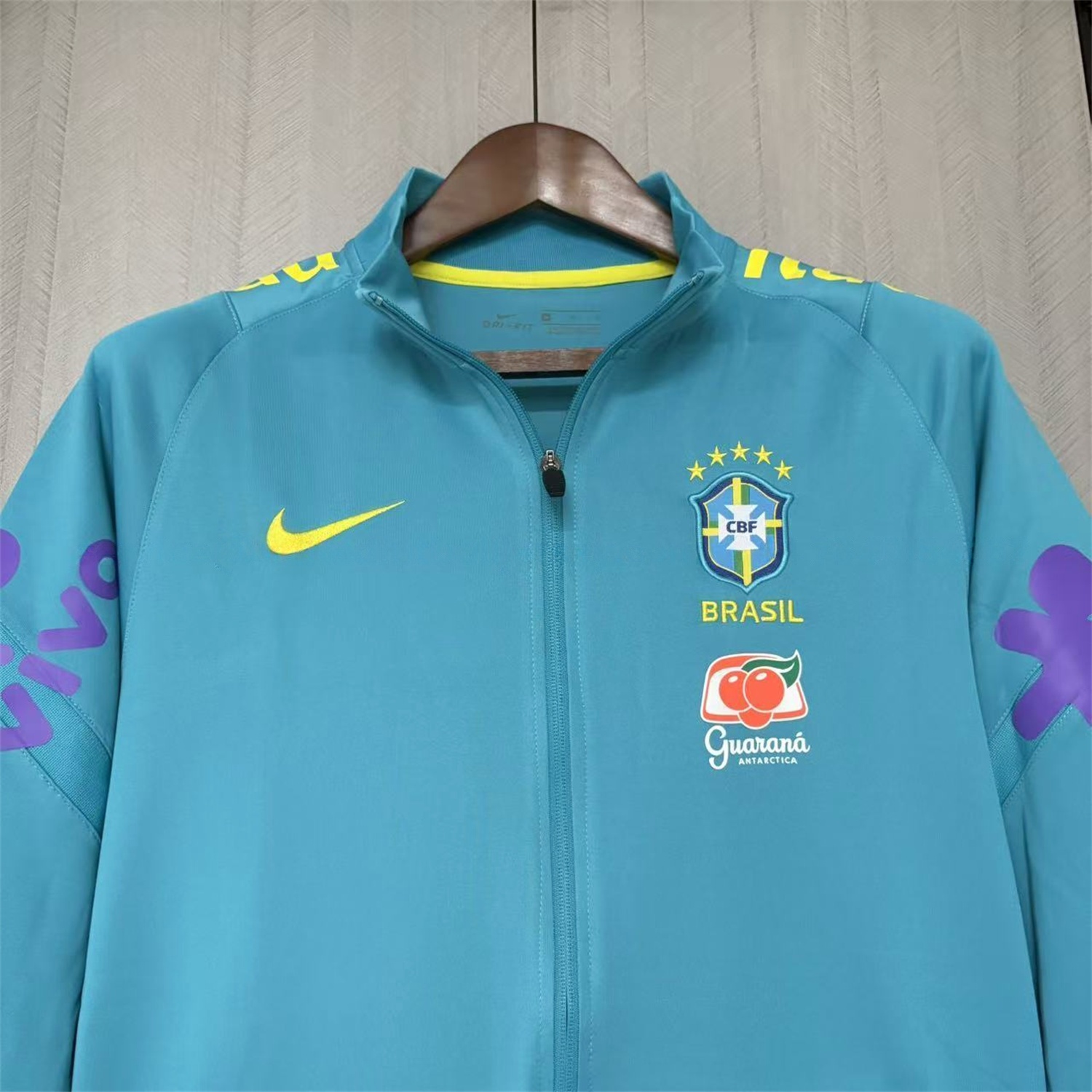 Retro Brazil 2022 Pre-Match Cyan Unsponsored Windbreaker - Unitedfutballjersey