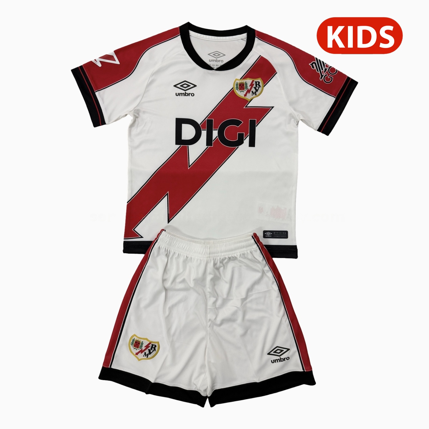 Rayo Vallecano 25-26 Home Kids Kit - Unitedfutballjersey