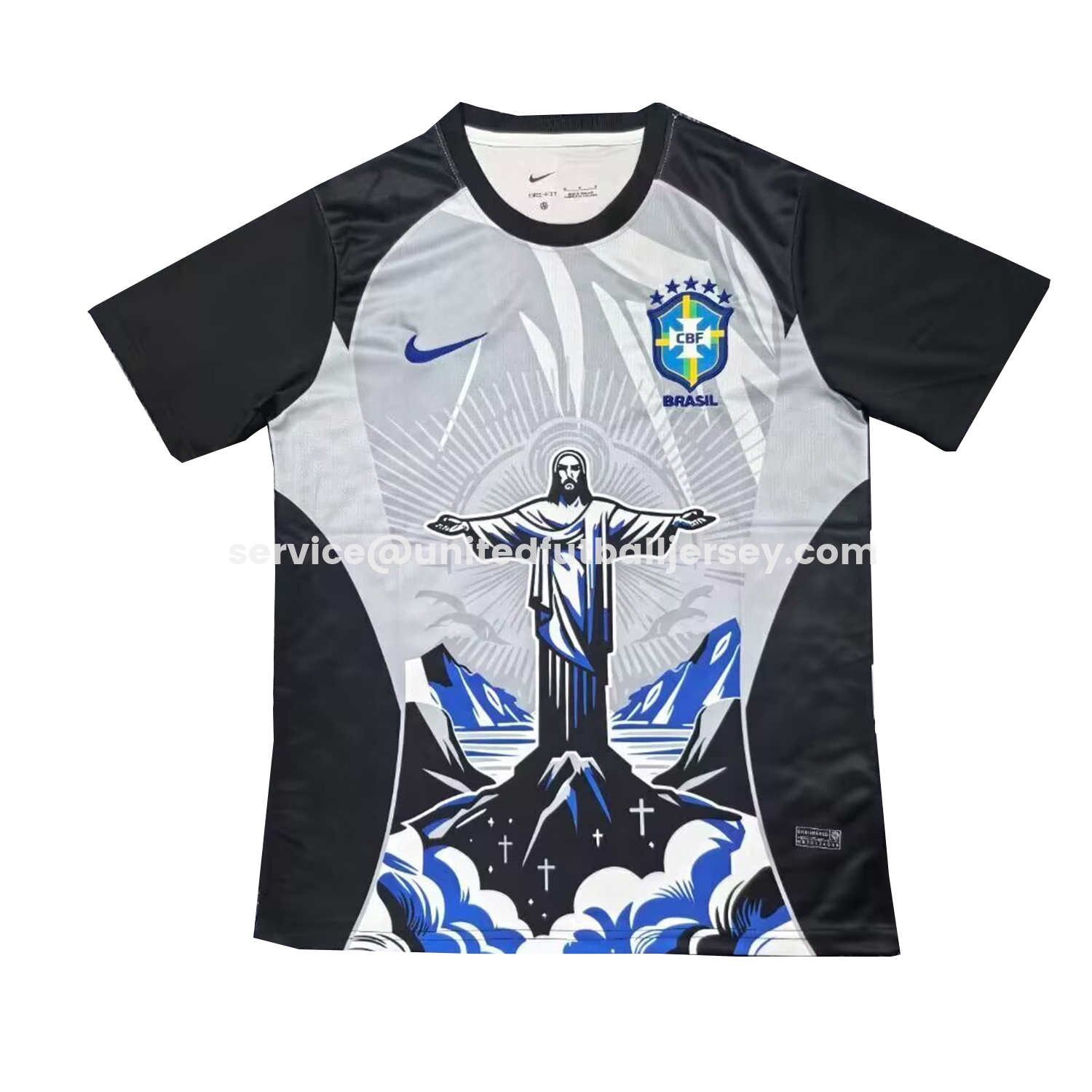Brazil 25-26 Jesus Grey And Black Jersey - Fans Version - Unitedfutballjersey