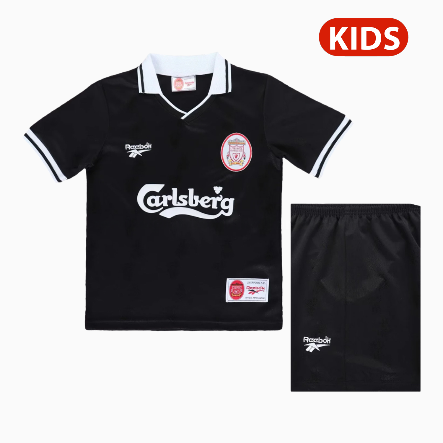 Retro Liver.pool 1996-97 Black Special Kids Kit - Unitedfutballjersey