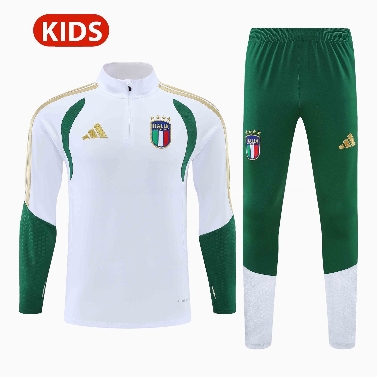 Italy 2026 Kids Long Sleeve Training Set - White Top & Pants - Unitedfutballjersey