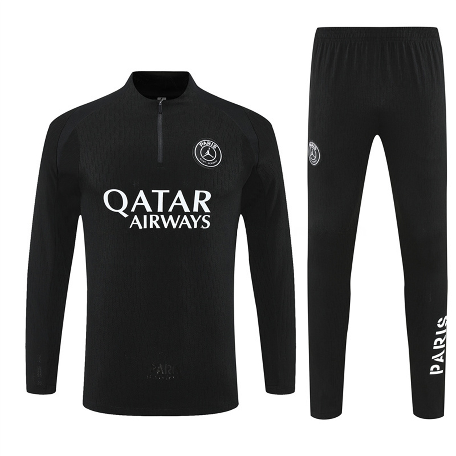 Paris Saint-Germain PSG 25-26 Jordan Long Sleeve Training Set - Pure Black Top & Pants - Unitedfutballjersey