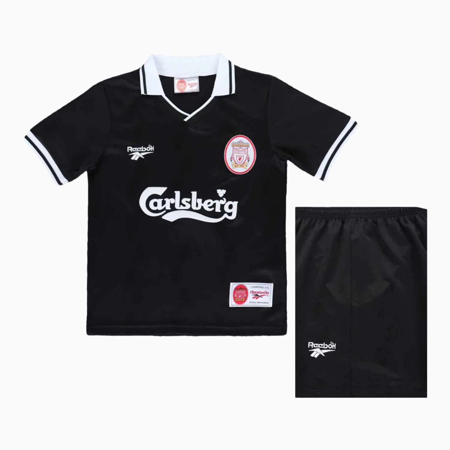 Retro Liver.pool 1996-97 Black Special Kids Kit - Unitedfutballjersey