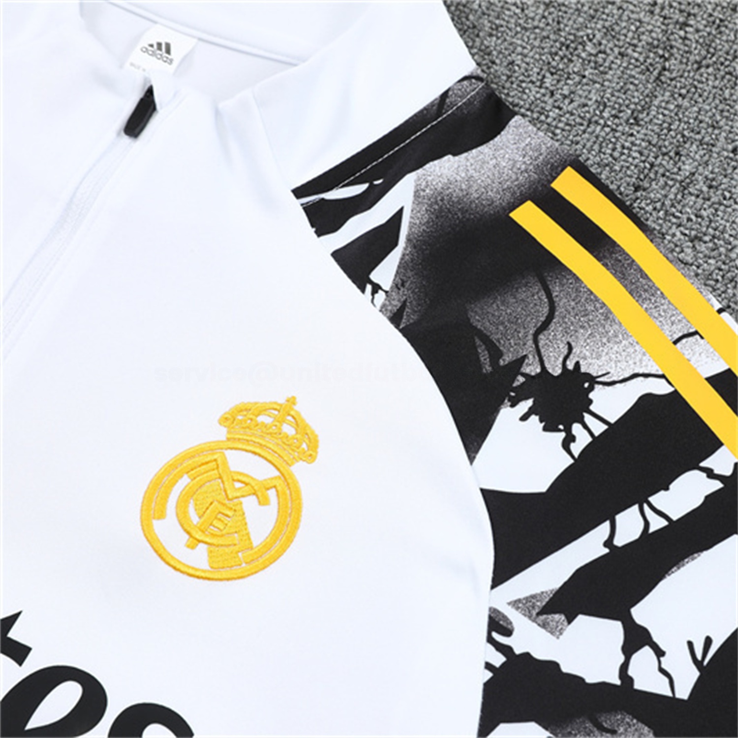Real Madrid 25-26 Kids Long Sleeve Training Set - White Top & Black Pants - Unitedfutballjersey