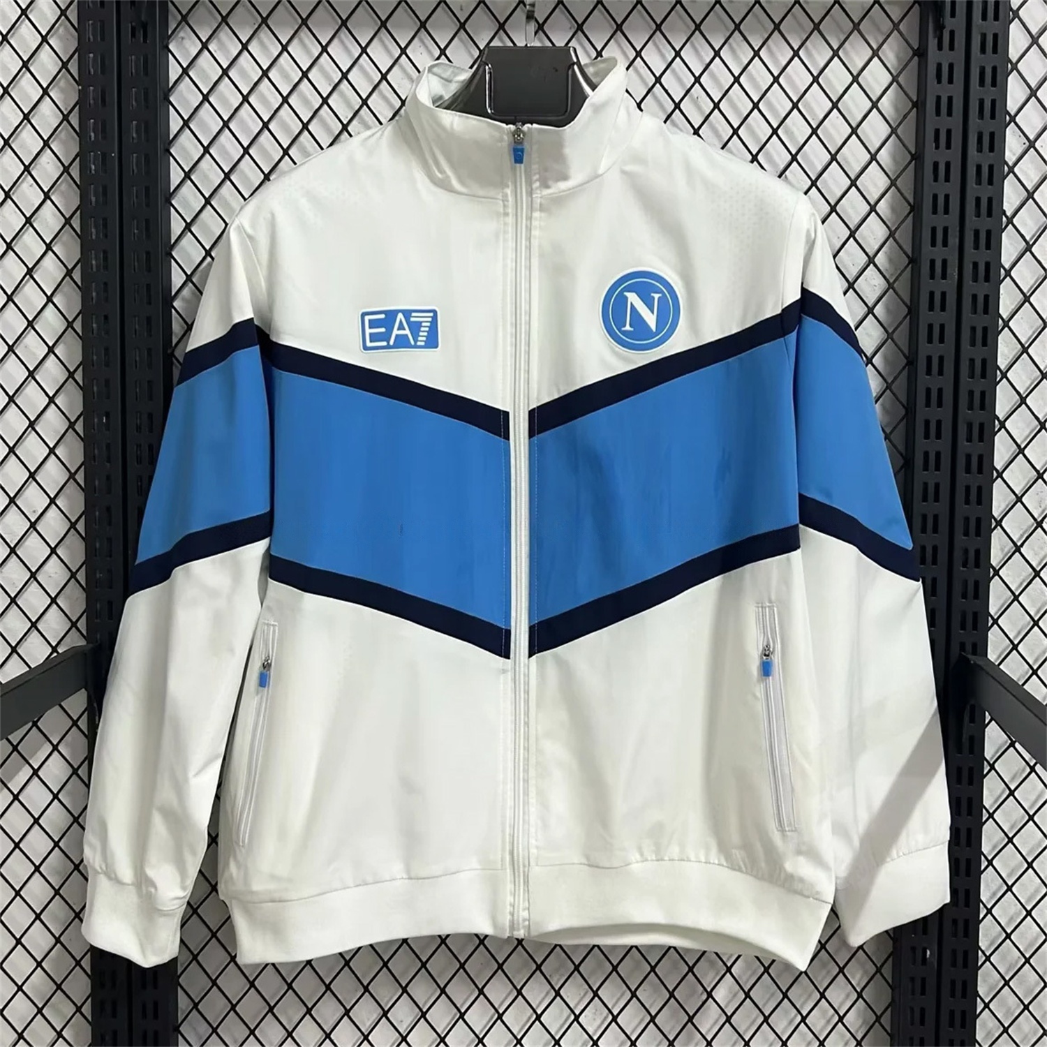 Napoli 25-26 Windbreaker Jacket - White And Blue - Unitedfutballjersey