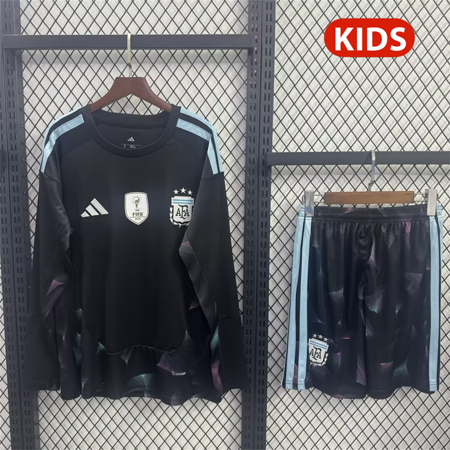 Argentina 2026 Goalkeeper Black Long Sleeves Kids Kit - Unitedfutballjersey