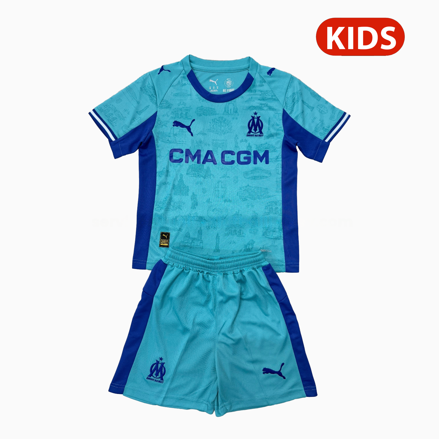 Marseille 25-26 Blue Goalkeeper Kids Kit - Unitedfutballjersey