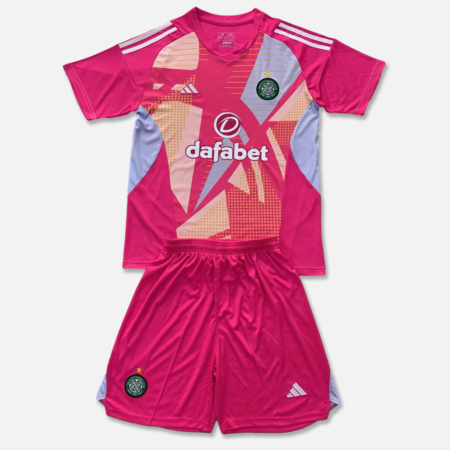 Celtic 24-25 Pink Goalkeeper Men's Adult Jersey Set - Fans Version - Unitedfutballjersey