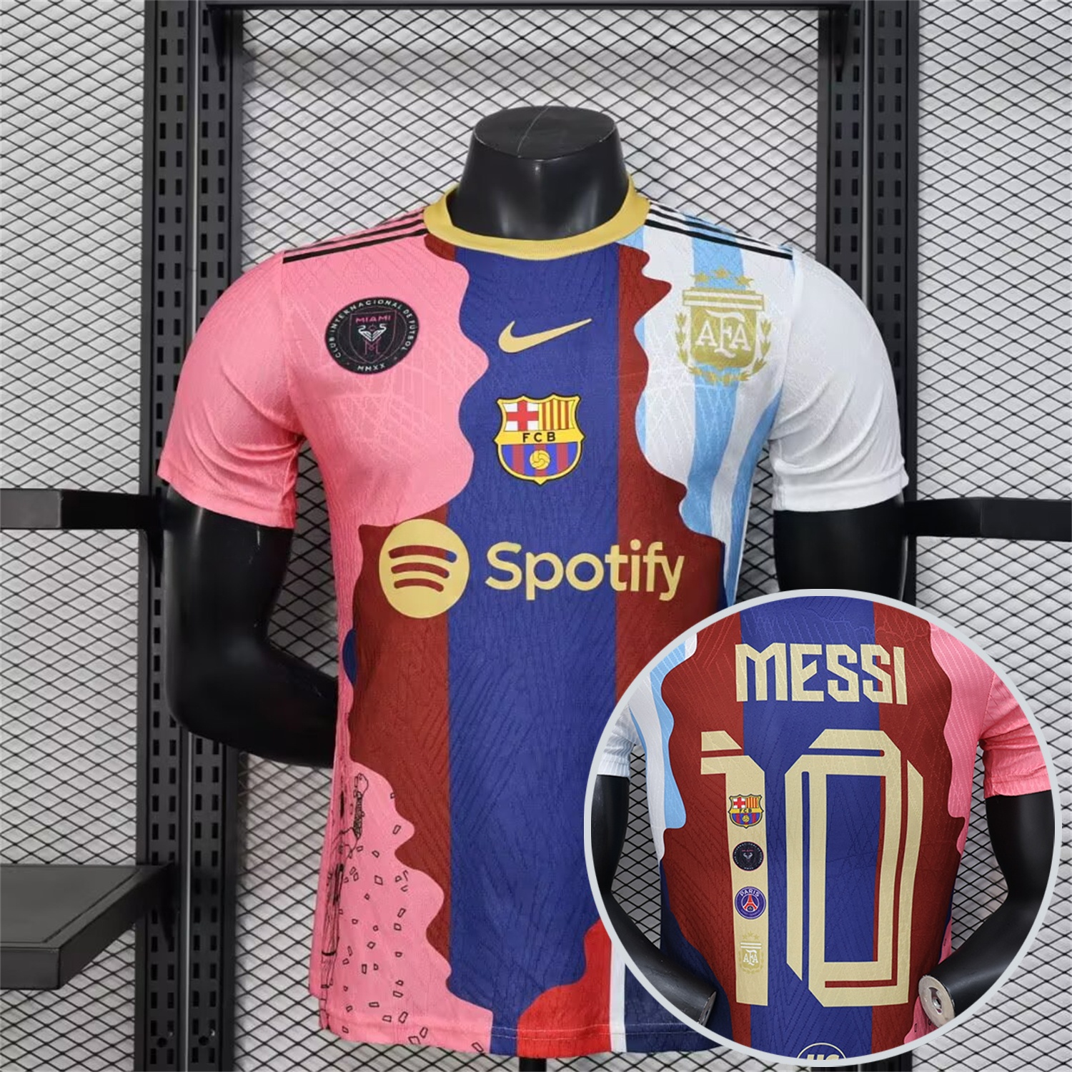 Messi Career Commemorative Jersey - Player Version - INT M.A.M Argentina Barcelona Paris Saint-Germain PSG - Unitedfutballjersey
