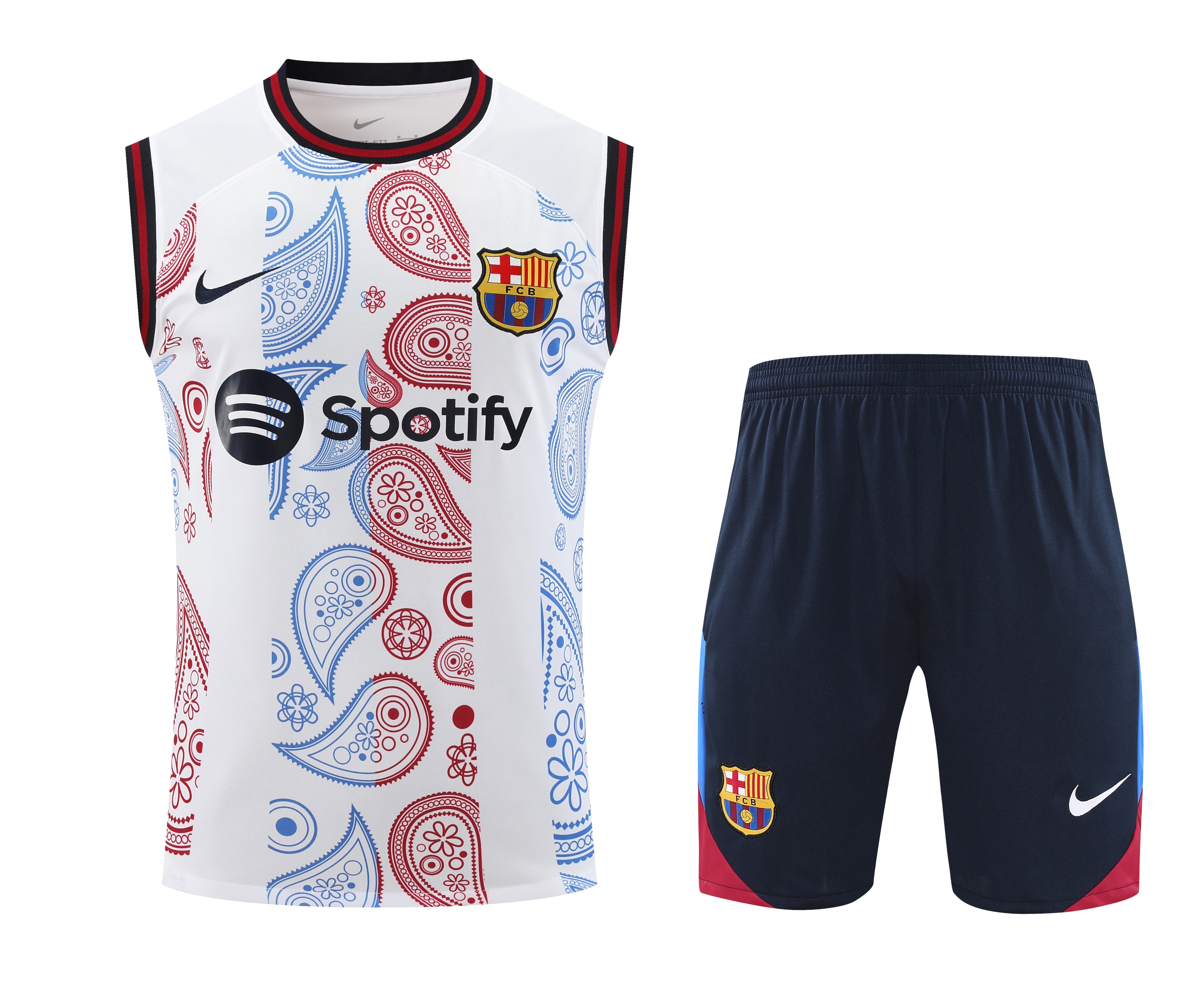Barcelona 24-25 Training Vest Suit - White with Pattern - Unitedfutballjersey