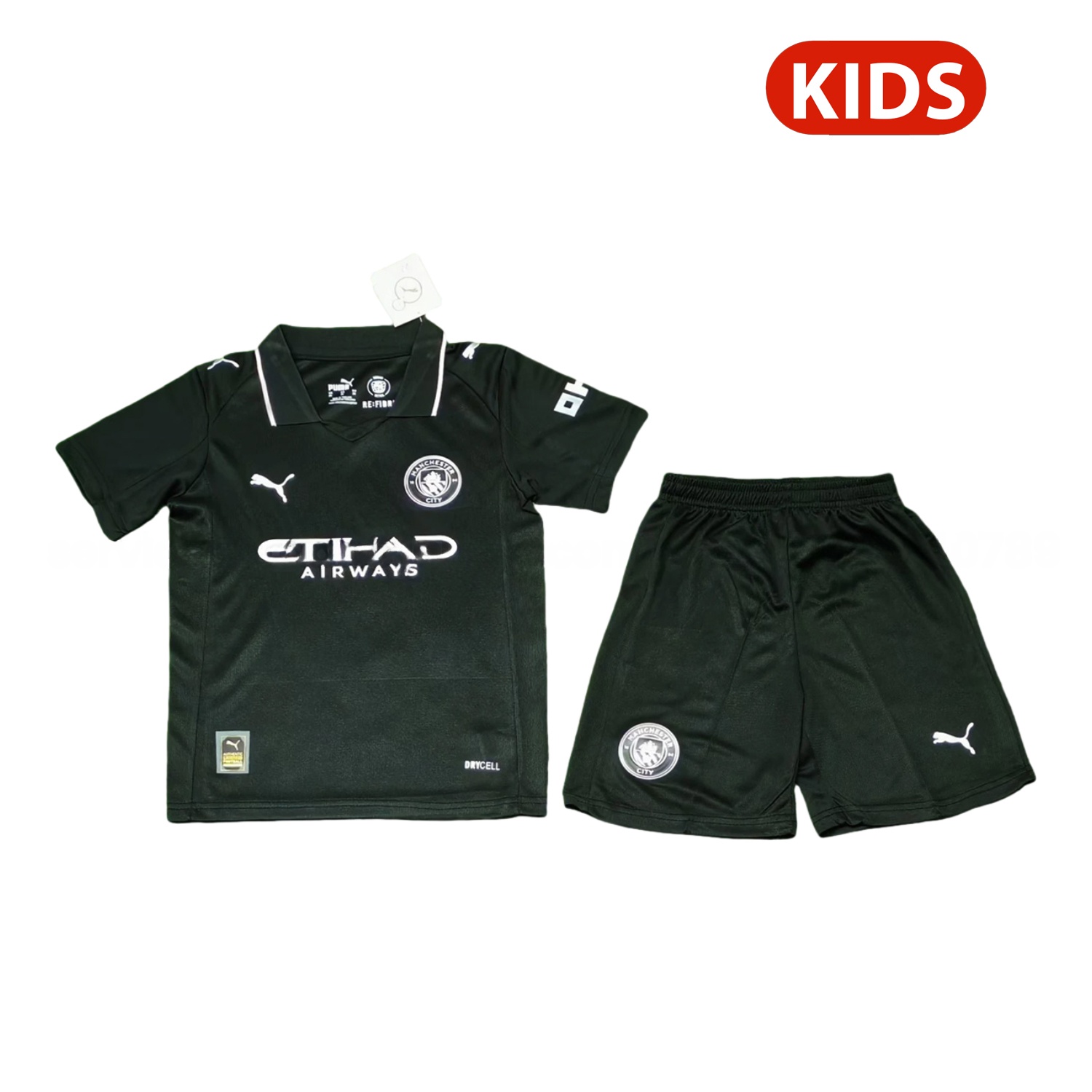 Manchester City 25-26 Away Black Kids Kit - Unitedfutballjersey