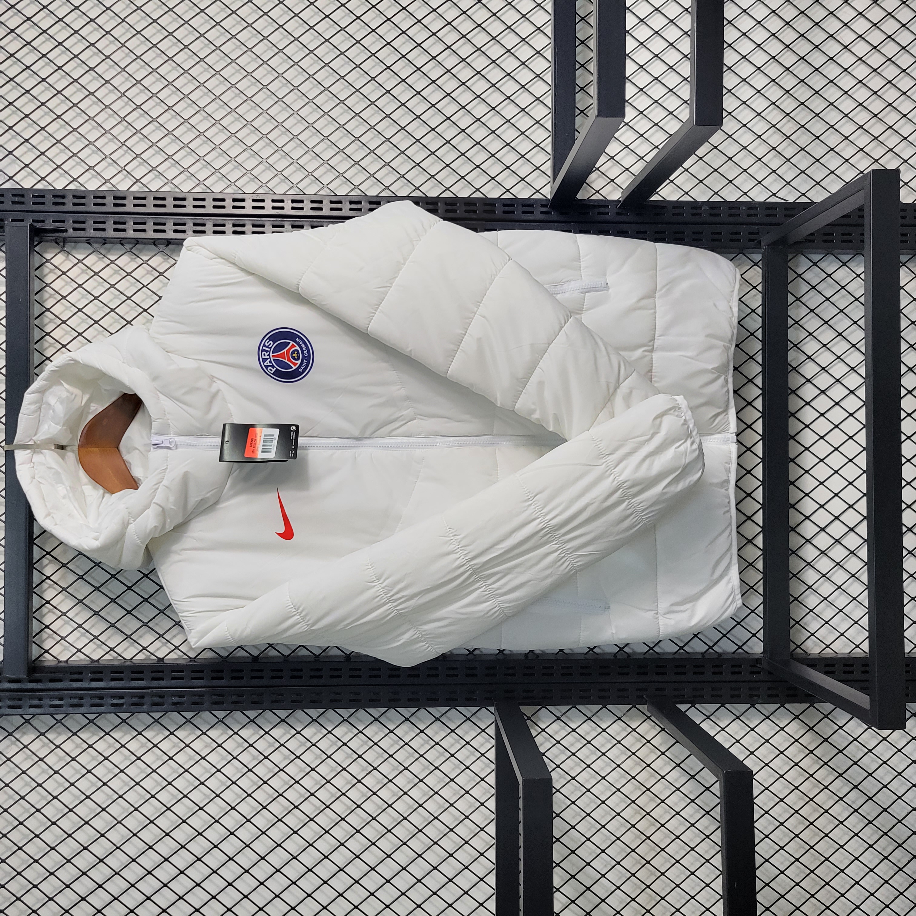 Paris Saint-Germain PSG 23-24 Men's Hooded Thermal Cotton Jacket - White - Unitedfutballjersey