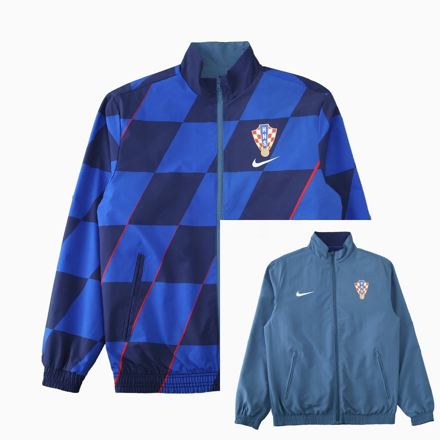 Croatia 24-25 Away Style Double Sided Reversible Windbreaker - Blue - Unitedfutballjersey