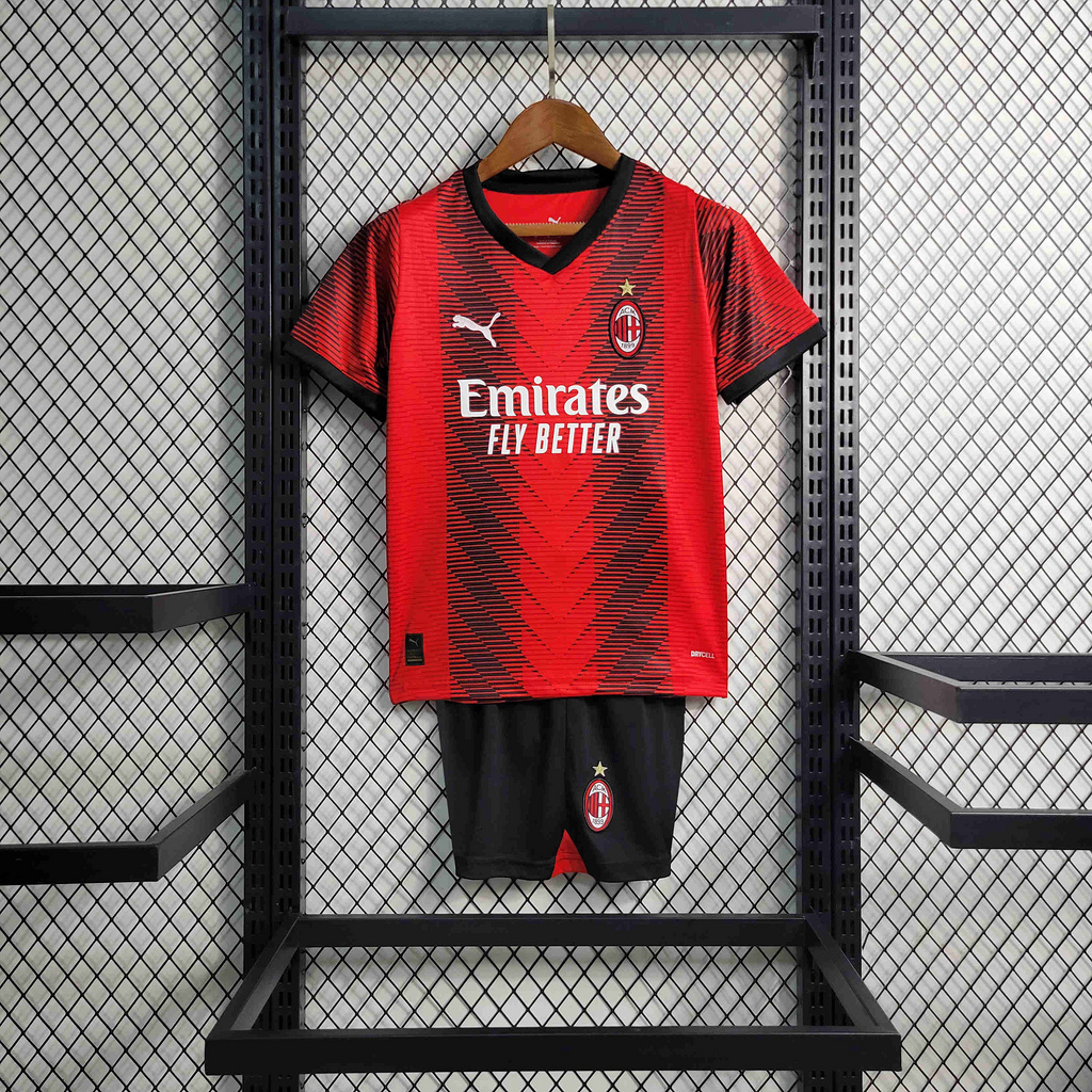 AC Milan 23-24 Home Kids Kit - Unitedfutballjersey