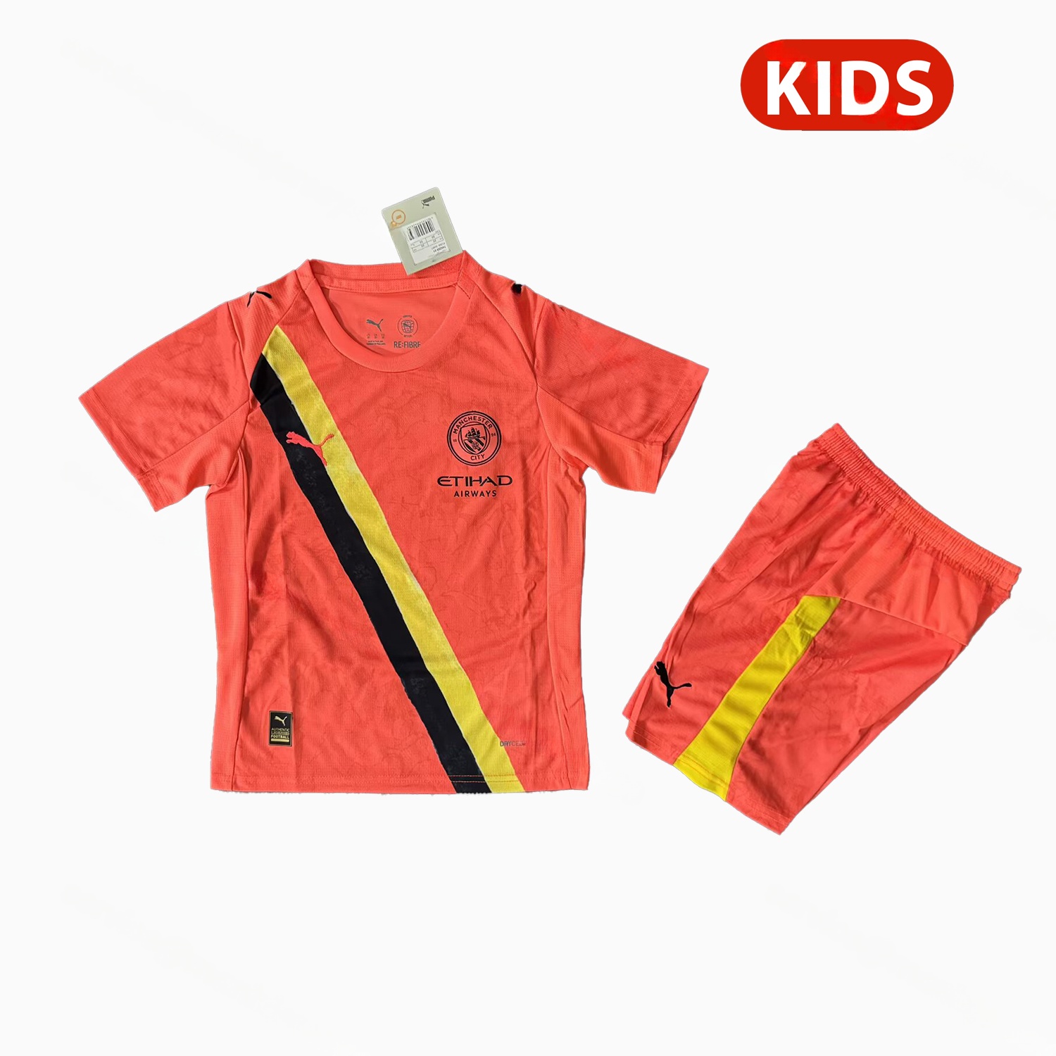 Manchester City 25-26 Third Orange Kids Kit - Unitedfutballjersey