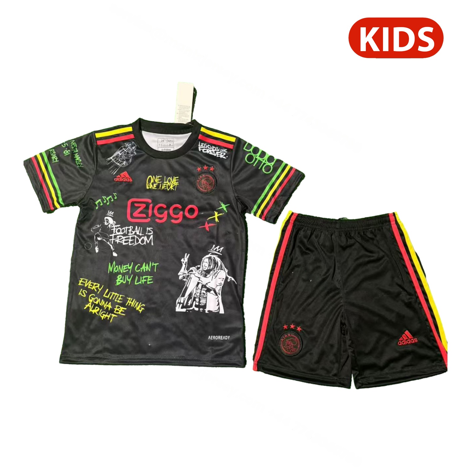 Ajax x B-O-B Marly 25-26 Black Special Kids Kit - Unitedfutballjersey