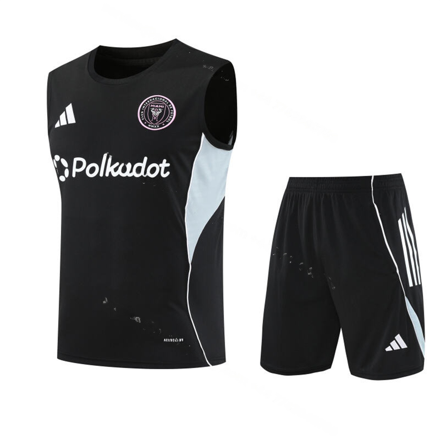 INT M.A.M 25-26 Vest Training Set - Black And Light Grey Vest & Black Shorts - Unitedfutballjersey