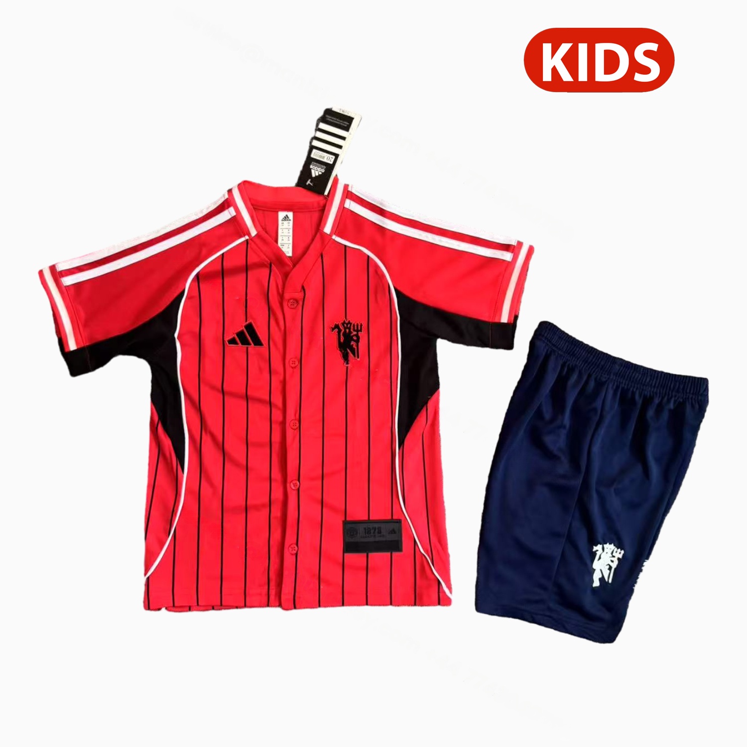 Manchester United 25-26 Red Baseball Kids Kit - Player Version - Unitedfutballjersey