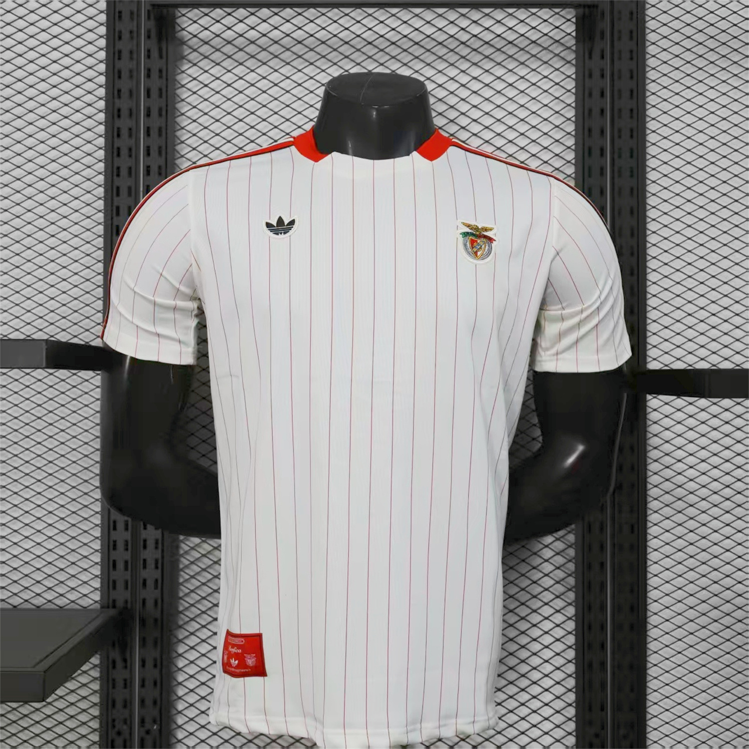 Benfica 25-26 Trefoil Red Lines White Travel Jersey - Player Version - Unitedfutballjersey